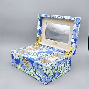 NEW - Lilly Pulitzer Blue White Floral Jewelry Box